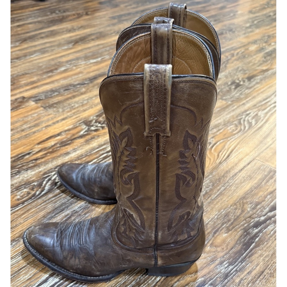 Nocona Western Boots Antique Tan Calfskin Leather Womens Size 9.5D NB2007 Cowboy